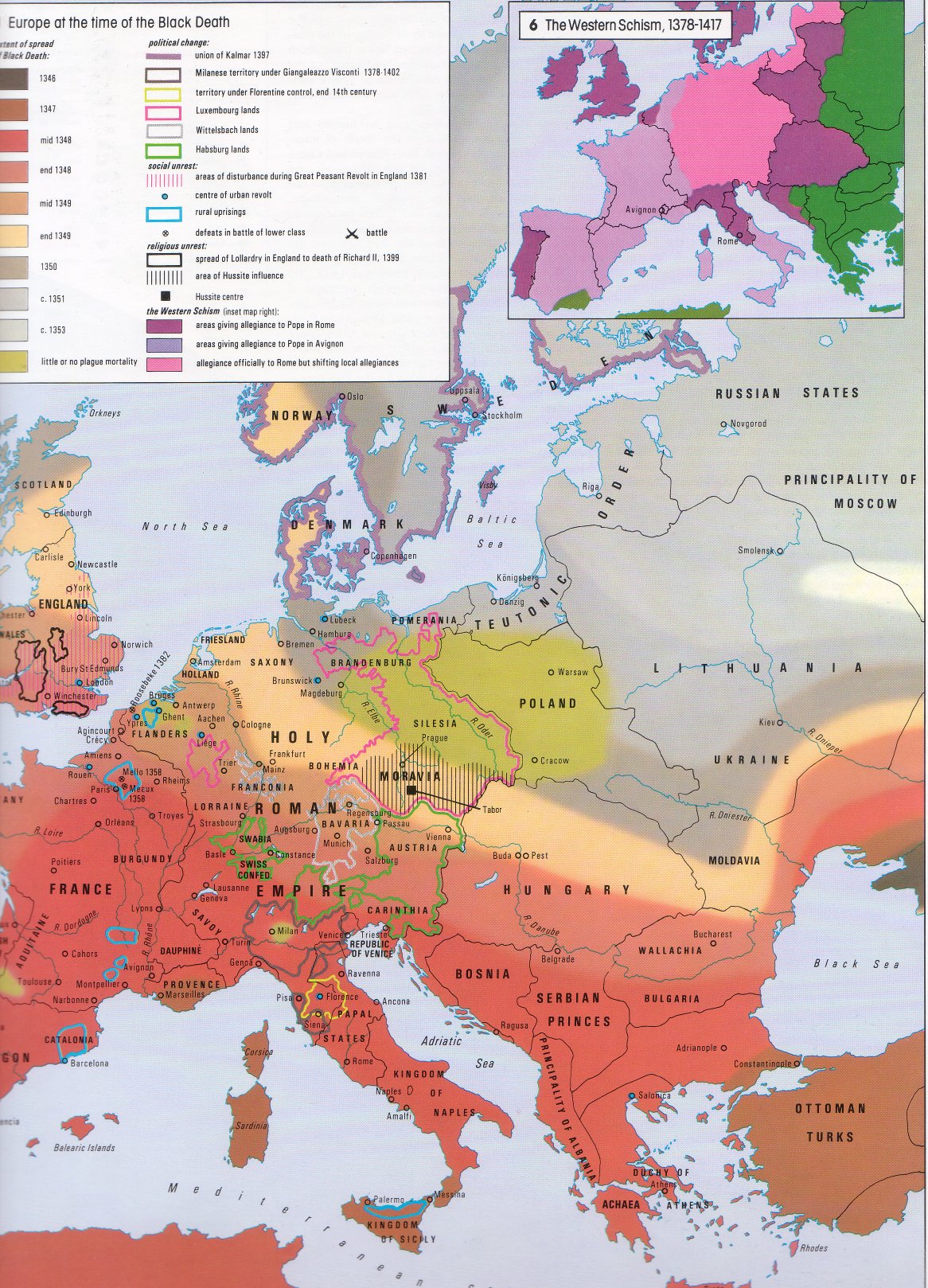 Mapa Europa y la Difusión de la Peste Negra [Europe at the Time of